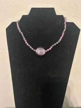 Purple Beaded Pendant Necklace - Women Jewelry